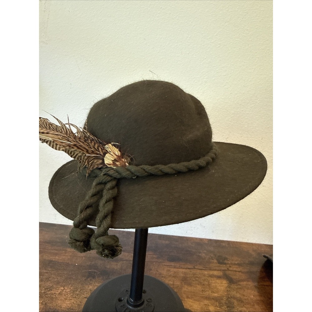Wegener Hut-Gobelhof Hannover Fedora Trilby Green Felt Feather Hat Mens S